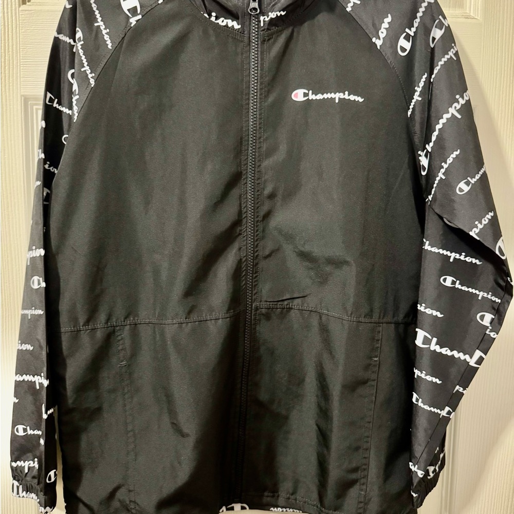 Champion Black Windbreaker Jacket NWOT BOYS LARGE.